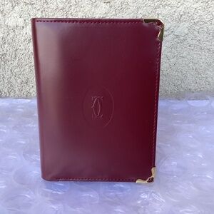 Cartier Small Bifold Wallet Burgundy Color Leather Mint Preowned Condition